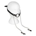 Dual Sensation Leather O-Ring Mouth Gag & Nipple Clamps
