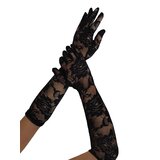 Black Rose Lace Elbow Gloves - One Size