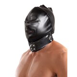 Leatherette Lace-Up Full Face Hood - One Size