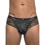 Male Power Strapped and Bound Wet Look Open-Back Brief