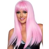 Leg Avenue Pink Straight Long Wig With Fringe - One size - Hot Pink