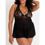 Lovehoney Plus Size Bombshell Black Lace Babydoll Set - 1X / 2X - Black