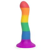 Rainbow Silicone Curved Suction Cup Dildo 6 Inch