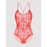 Lovehoney Red Crotchless Lace Spaghetti Strap Body - One size - Red