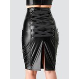 Lovehoney Fierce Black Leather-Look Skirt - Small - Black