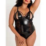 Lovehoney Plus Size Fierce Muse Wet Look Body with Open Detail - 3X / 4X - Black