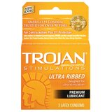 Trojan Ultra Ribbed Condoms - 3 Pack
