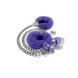 Nixie Metal Butt Plug and Furry Handcuff Set - Purple