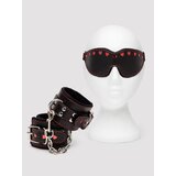 Bondage Boutique Heart Blindfold and Cuff Set (2 pieces)  - Black