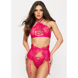 Ann Summers Lyra 3pc Crotchless Set, Bright Pink