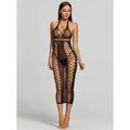 Flirt Elegance Black Fishnet Crisscross Halter Dress