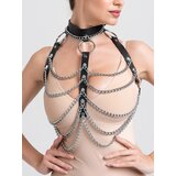 DOMINIX Deluxe Leather and Chain Harness Bra - Black
