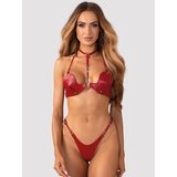 Obsessive Inferro Red Faux Leather Bra Set - One size - Red