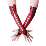 Fingerless Lace Up Latex Gloves - One Size