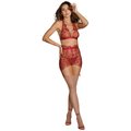Dreamgirl Delicate Floral Bra Set - Black - L