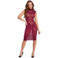 Cottelli Collection See-Through Lace Dress - Bordeaux - L