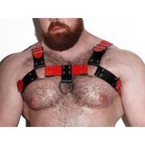 DARKROOM PU Leather Deluxe Harness - Black/Red