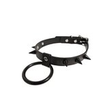Black Spike Collar With 2 Inch O Ring - Black