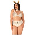 Obsessive Gold Bunny Costume Plus Size - White - 3XL