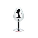 Toosh Silver Metal Butt Plug Medium Red Stone