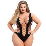 Lovehoney Plus Size Black Deep Plunge Fence Net Body