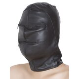 Leather Zip-Up Eyes and Mouth Hood - One Size