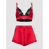 Lovehoney Plus Size Empress Red Satin Bra and French Knickers Set - 3X / 4X - Red