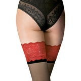 Gabriella Sheer Black Hold-Ups with Red Lace Tops