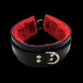 Fur Collar Black/Red Leather