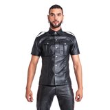 Slim Fit Leather Shirt in Black