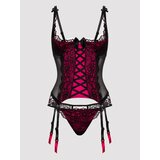 Lovehoney Plus Size Boudoir Belle Cherry Quarter Cup Bustier Set - 3X / 4X - Black
