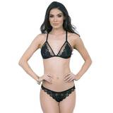 Escante Black Front-Opening Strappy Lace Bra Set