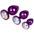 Bejewelled Purple Metal Butt Plug - SET