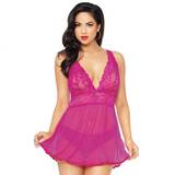 Seven 'til Midnight Pink Lace and Mesh Babydoll Set