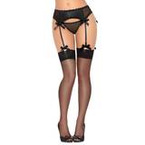 Seven 'til Midnight Black Satin and Mesh Suspender Belt Set