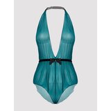 Lovehoney Barely There Sheer Green Crotchless Body - One size - Green