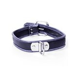 Black and Grey Leather Collar