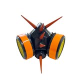 Black Cyber Mask With 2 Inch Spikes - Orange