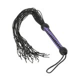 Black & Purple Checkerboard Handle Leather Flogger