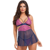 Lovehoney Free Spirit Pink Lace Cut-out Babydoll Set