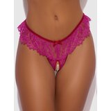 House of Desire Pink Jocelyn Pearl Crotchless Thong - Large - Pink