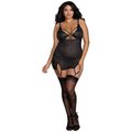 Dreamgirl Plus Size Mesh Suspender Set - Black - 3XL