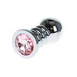 Metal Jewel Penis Head Butt Plug Pink