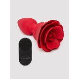 Silicone Vibrating Red Rose Butt Plug with Remote Control - Red