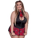 Exposed Plus Size Zip Front Sexy Schoolgirl Costume
