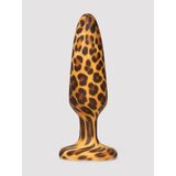 Leopard Print Silicone Medium Butt Plug - Silver