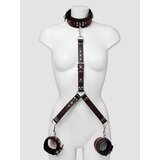 Bondage Boutique Heart Collar to Wrist Restraints - Black