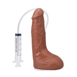 The Realistic Cock - Squirting Cock - With Removable Vac-U-Lock Suction Cup - ULTRASKYN - 9.5" (with Balls) - Caramel