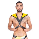 Mens Leather Armour Harness In Yellow