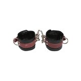 Black & Dark Red Leather Ankle Cuffs